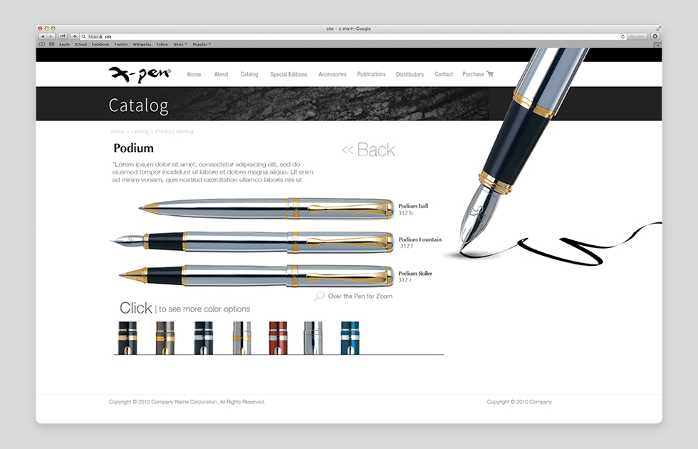 עיצוב ובניית אתר x-pens דף מוצר